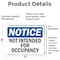 Signmission Not Intended For Occupancy, 7 in W x Rectangle, Vinyl Decal OS-2PACK-NS-D-57-L-15187 - alternate 2